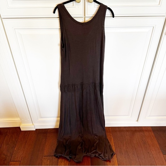 Enza Costa Women’s Dark Brown Cotton Modal Stretch Tank Maxi Dress Oversized L - Picture 5 of 8